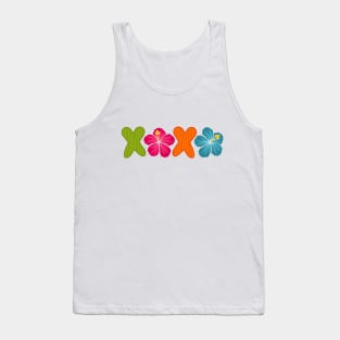 XOXO Kiss Hibiscus Flowers Text Tank Top